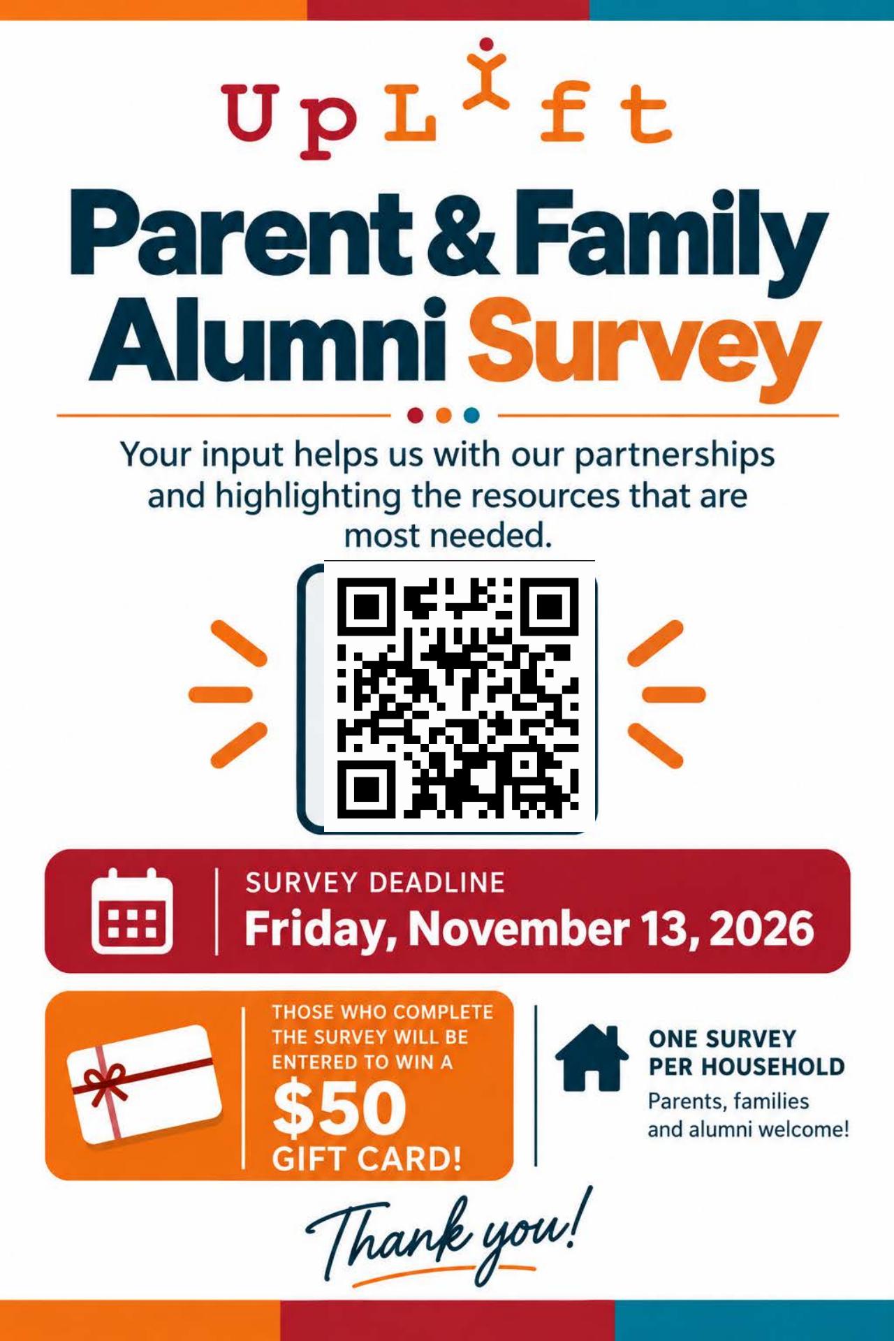 Parent & Family Alumni Survey event flyer