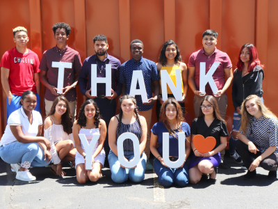 Students saying thank you